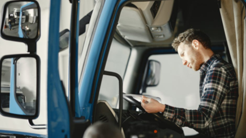 Driver in a truck