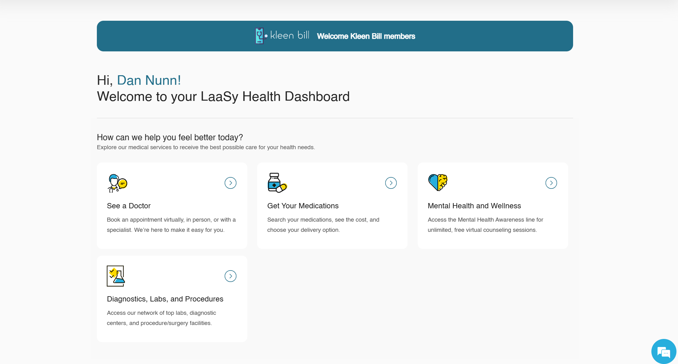 Screenshot of Kleen Bill platform