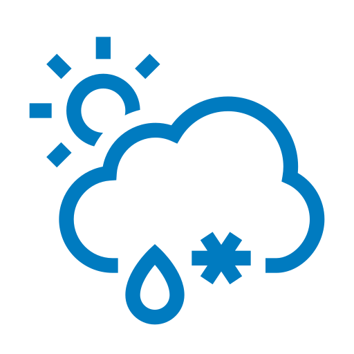 Weather icon with sun, cloud, rain, snow